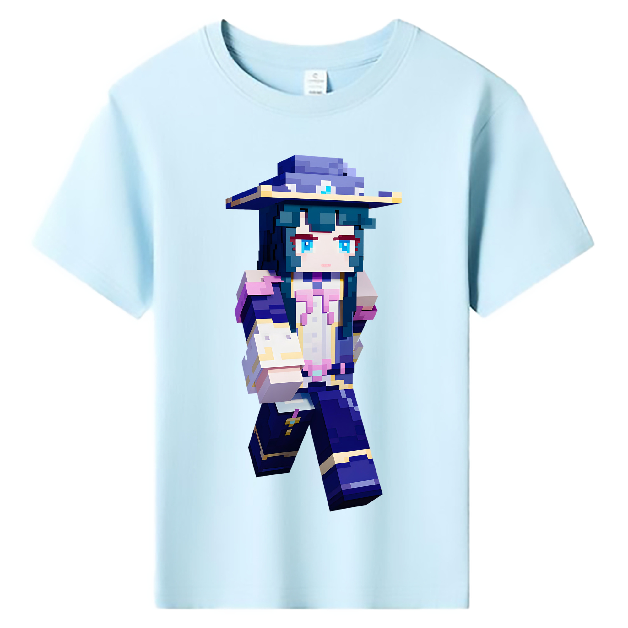 （画像用） マインクラフト ブロックの世界 Minecraft MC Block world 綿100％キッズTシャツ（フロントプリント）